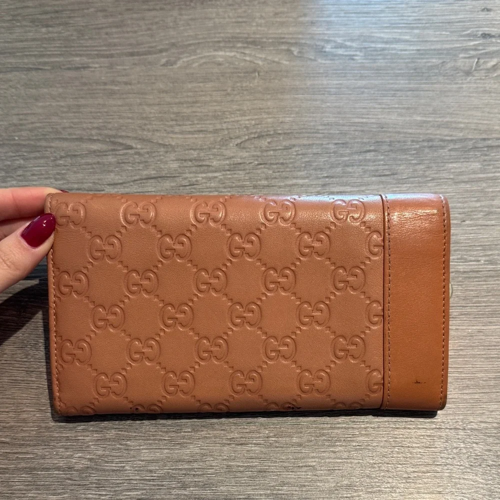 Gucci Guccissima Leather Continental Wallet Y2K Vintage Authentic Tan GG Logo - Picture 2 of 6